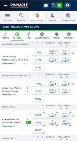 Apostas ao vivo na Pinnacle