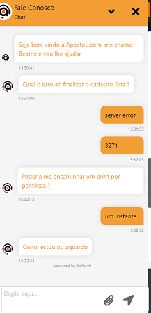 Apostou chat ao vivo