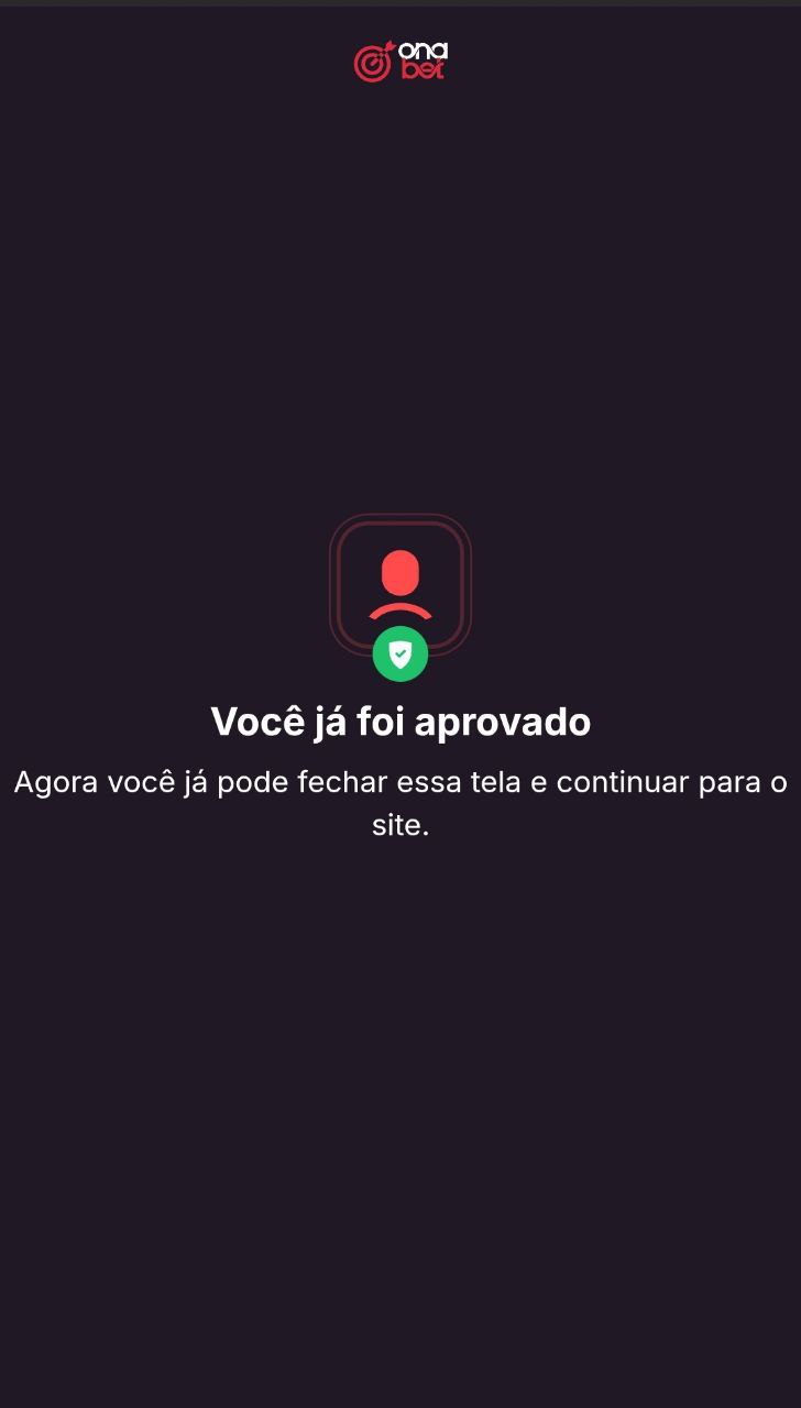Página de confirmação do processo de KYC do Onabet