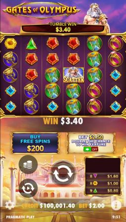 Slot Gates of Olympus com layout colorido e prêmio ativado durante uma rodada
