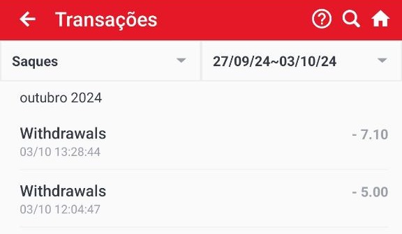 Sportybet histórico de saque