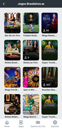 Página de jogos brasileiros da Superbet