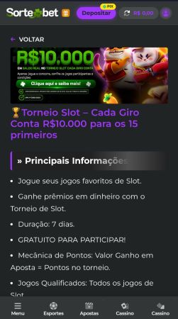 Torneio de slots na Sorte Na Bet