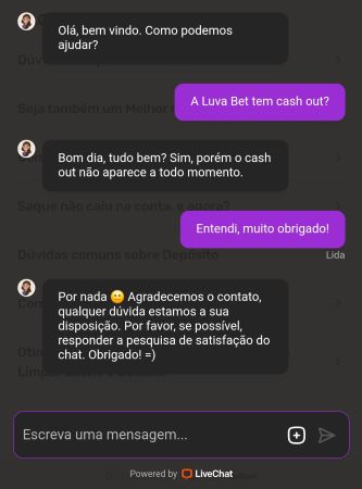 Atendimendo ao vivo Luva Bet