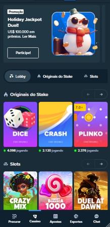 Seção de cassino online da Stake