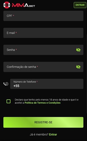 formulário de cadastro na MMAbet Brasil