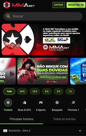 página principal do site mobile da MMAbet