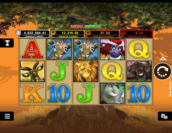 Página do jogo de caça-níquel progressivo Mega Moolah