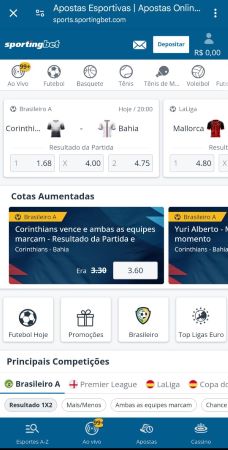 Página inicial do aplicativo Sportingbet