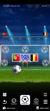 Página do modo de demonstração do Penalty Shoot-out no site mobile da Seubet