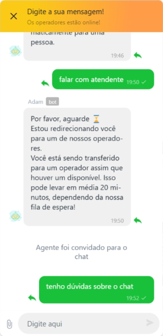 Atendimento no chat ao vivo na plataforma Brazino777