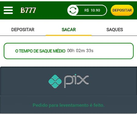 Página da Brazino777 informando que o pedido de levantamento foi realizado