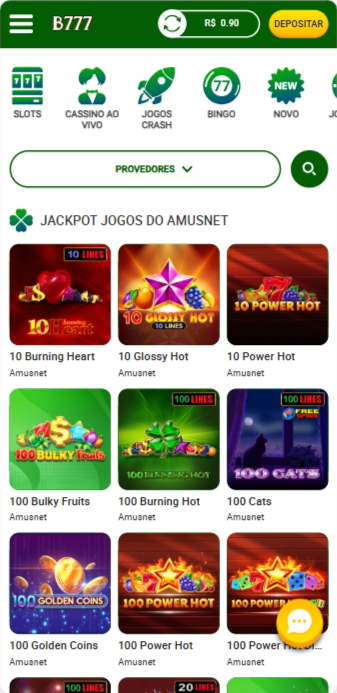 Jogos de caça-níqueis na aba Jackpot jogos do Amusnet da Brazino777
