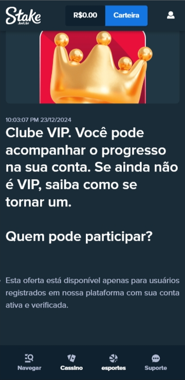 Clube VIP na Stake
