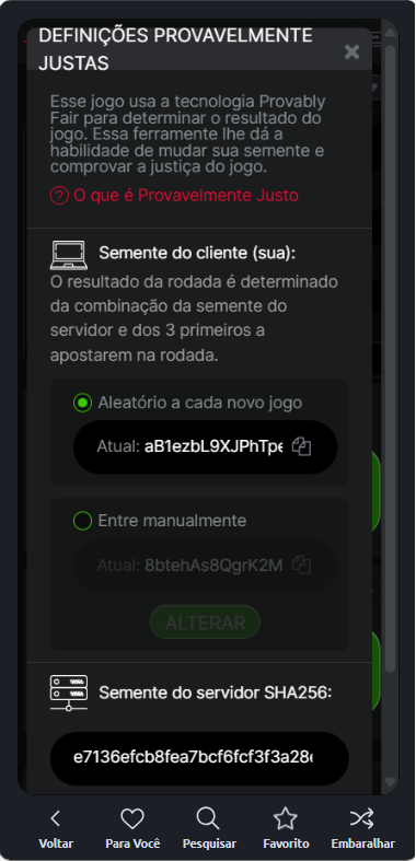 Algoritmo Provably Fair no Aviator