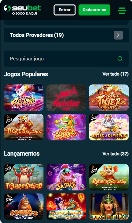 Página principal do Seubet cassino