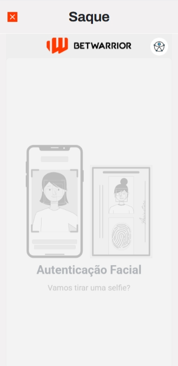 Interface de verificação facial para o saque na Betwarrior