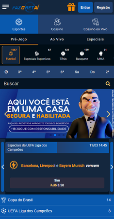 Tela do site Fazobetai, destacando um banner com a mensagem: Aqui você está em uma casa segura e habilitada