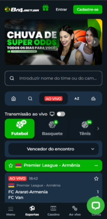Página principal da seção de apostas ao vivo na Br4bet