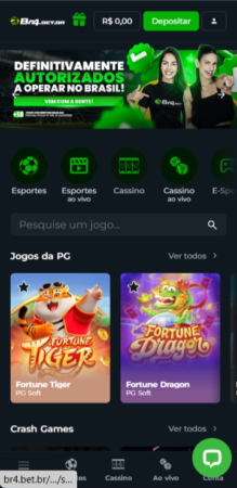 página principal do site responsivo da Br4bet