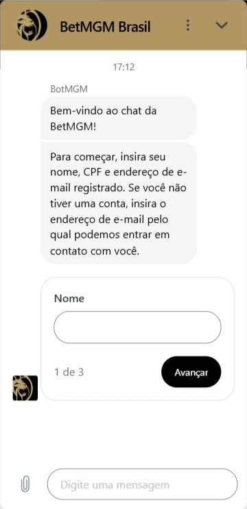 Chat ao vivo BetMGM