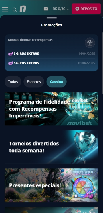 Novibet promoções