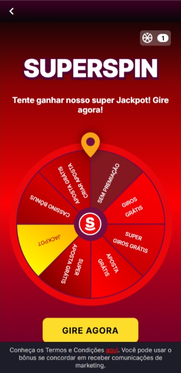 Roleta de prêmios diários SuperSpin na Superbet