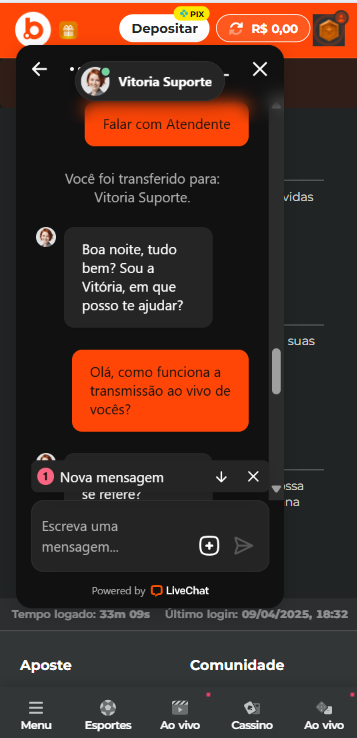 bate-papo com o atendente no chat ao vivo Bet.Bet