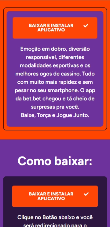 Página de download Bet.Bet app