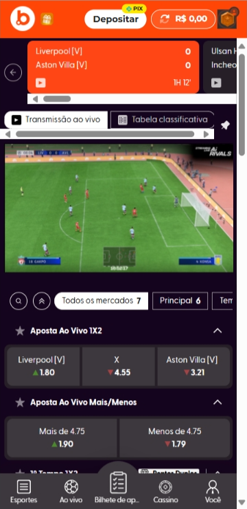 Página principal do app Bet.Bet