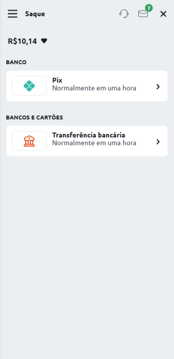 Página de saque na Betano com opção de Pix e transferência bancária