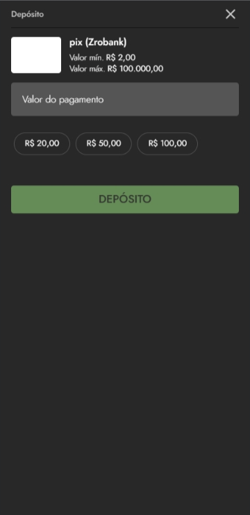 Página de transações da Luva.bet com deposito minimo 2 reais