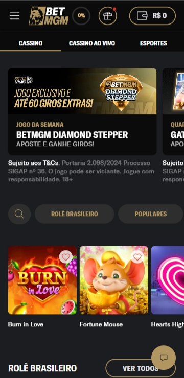 Cassino BetMGM  com promoção de até 60 giros no jogo exclusivo Diamond Stepper 
