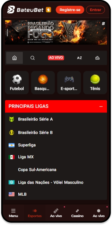 Página principal da Bateubet