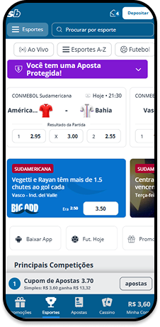 Página de esportes Sportingbet com cotações pré-jogo no Vasco x Operário e Big Odds na Premier League