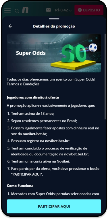 Banner da promoção Super Odds na Novibet