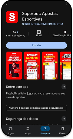 Superbet app disponível na Google Play Store para baixar no Android