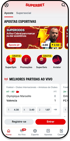Página da Superbet, plataforma de 1 real com saques e depósitos por Pix