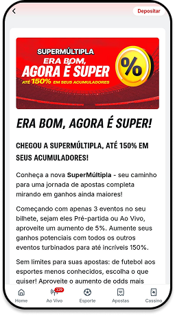 Página da promoção SuperMúltipla da casa de apostas esportivas Superbet
