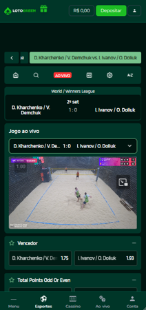 Transmissão ao vivo de partida de beach tennis na casa de apostas Lotogreen