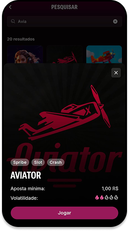 Tela do jogo Aviator com apostas a partir de 1 real e aguardando a próxima rodada.