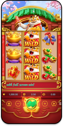 Tela inicial do jogo Fortune Tiger com os símbolos Wild  em destaque no rolo central