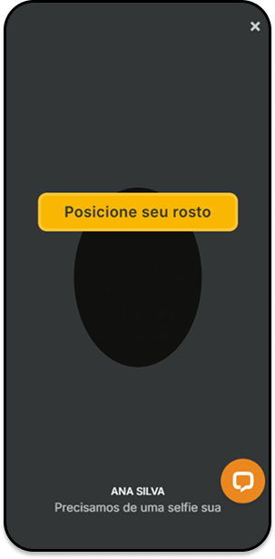 Solicitação de verificação facial na Gol de Bet com encaixe para posição do rosto
