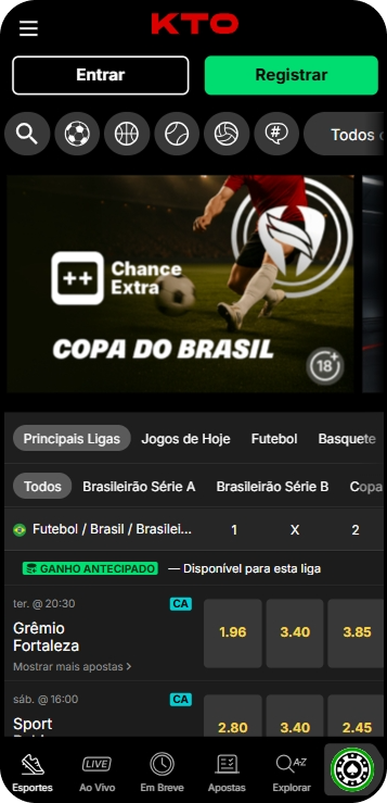 Página principal do site da KTO