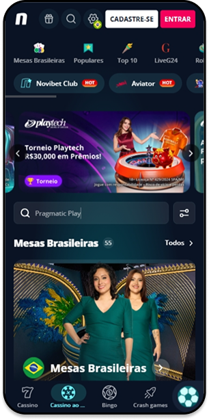  Página do cassino ao vivo no cassino Novibet com banner de destaque do Adventures Beyond Wonderland
