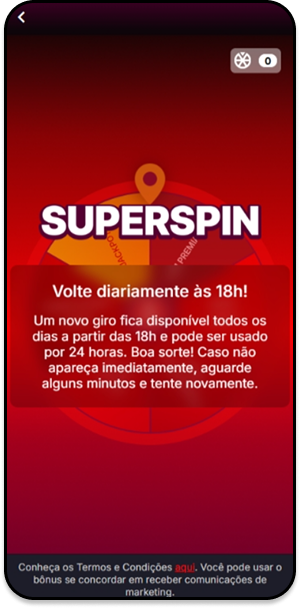 SuperSpin da Superbet com giro grátis todos os dias a partir das 18 horas