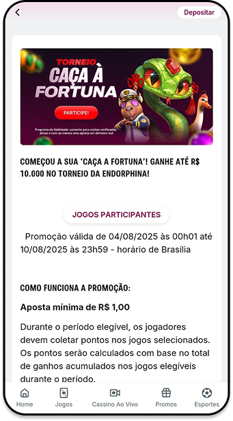 Superbet cassino com destaque para o torneio Caça à Fortuna do provedor Endorphina