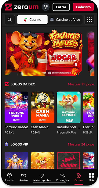 Cassino de 1 real Zero UM com destaque para o jogo Cash Mania