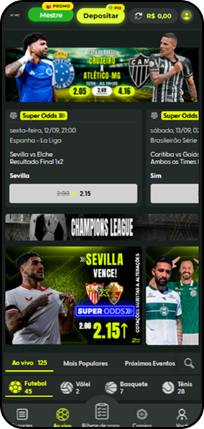 Casa de apostas B2xbet com destaque para Super Odds nos jogos Sevilla x Elche e Cruzeiro x Atlético-MG.