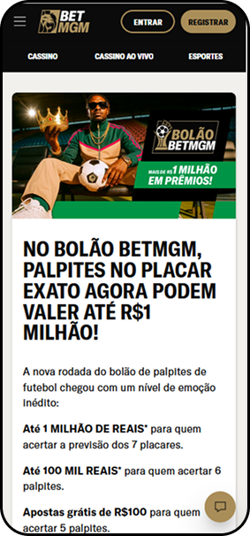 Bolão BetMGM com palpites que podem valer 1 milhão